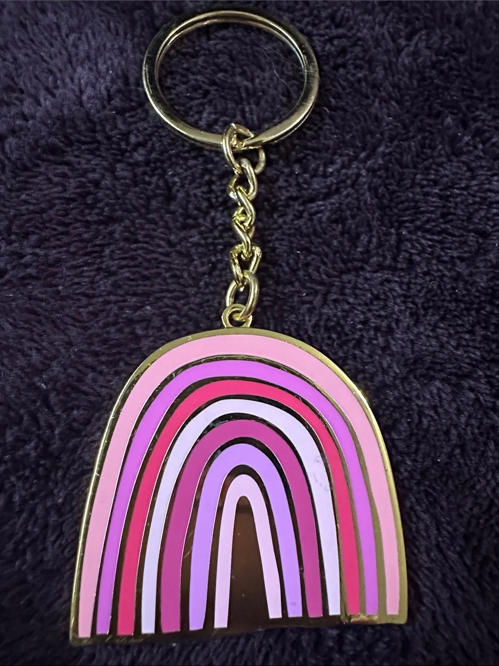 Goddess Provisions Gold Tone Metal Pink Rainbow Keychain - home key charm